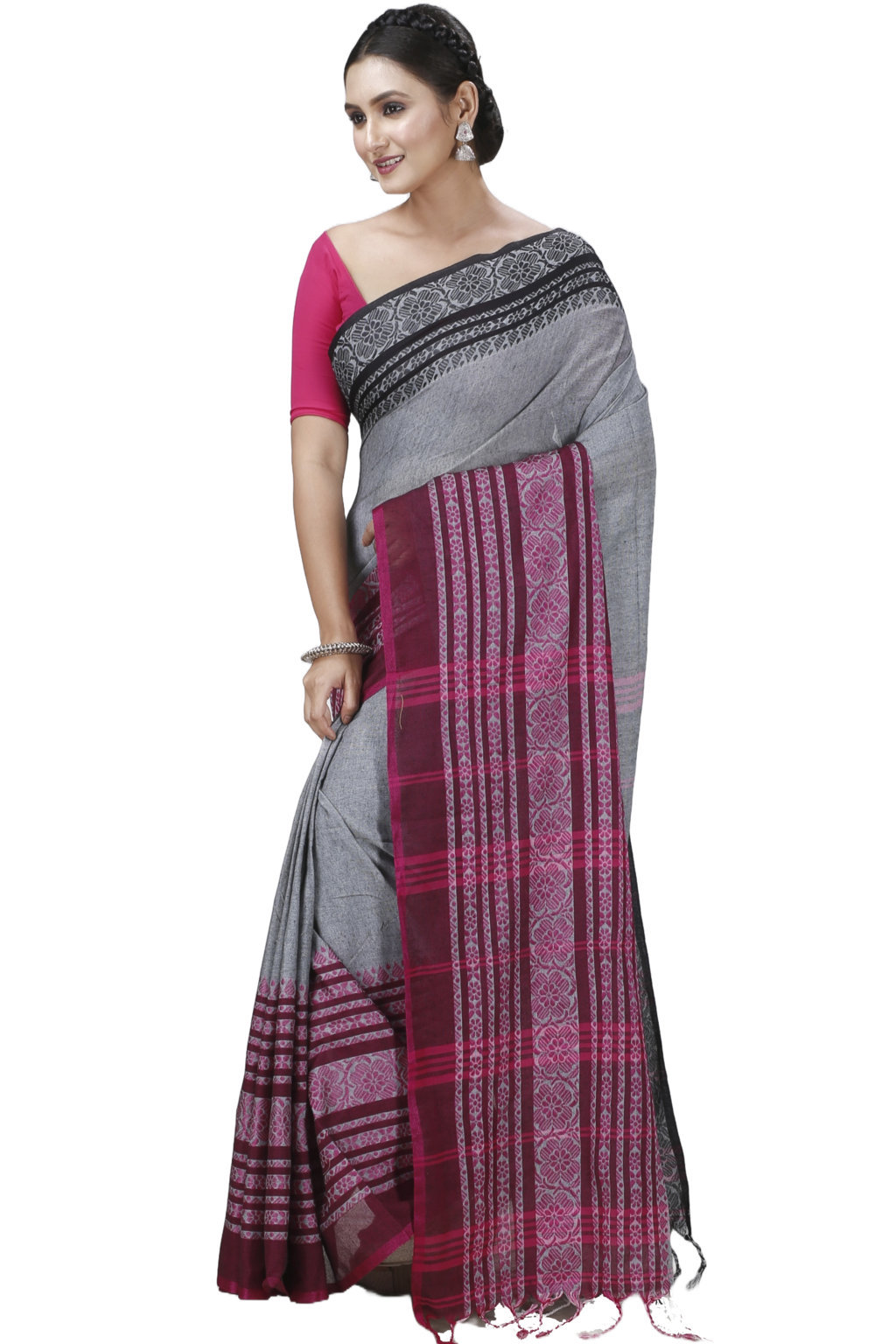 Black Rani Pure Cotton Begompuri_Hand Hand Loom Saree (1288)